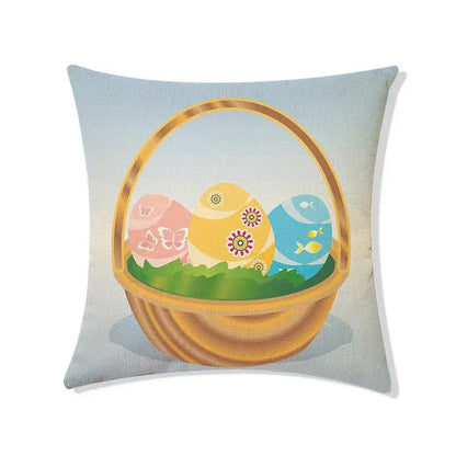Easter rabbit eggs linen pillowcase set of 4 – living room decor