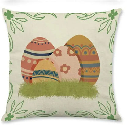 Easter rabbit eggs linen pillowcase set of 4 – living room decor