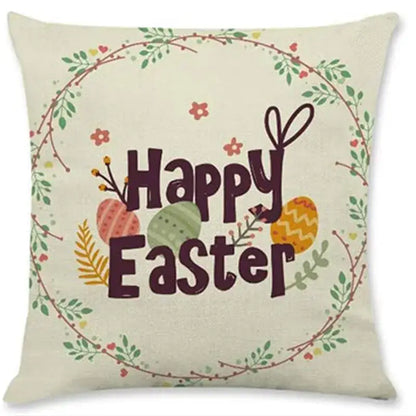 Easter rabbit eggs linen pillowcase set of 4 – living room decor