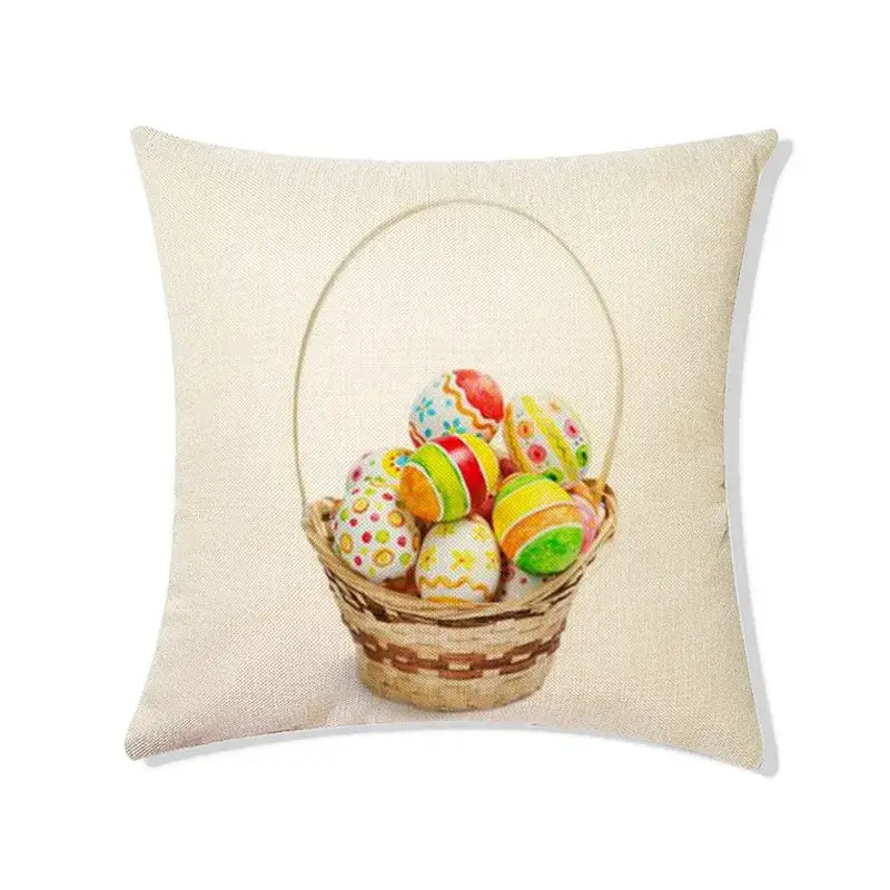 Easter rabbit eggs linen pillowcase set of 4 – living room decor