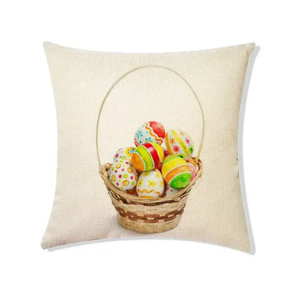 Easter rabbit eggs linen pillowcase set of 4 – living room decor