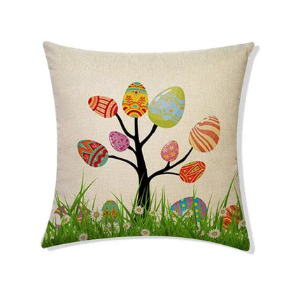 Easter rabbit eggs linen pillowcase set of 4 – living room decor