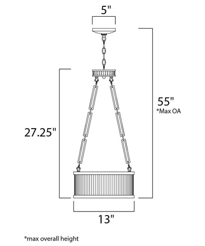 Ruffle 13"W 3-Light Pendant Light Fixture Weathered Zinc and Satin Nickel Finish by Maxim