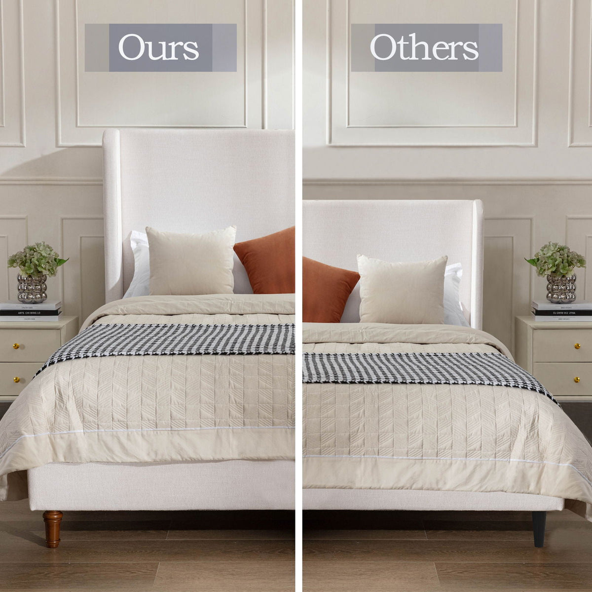 Harper - Tall Headboard Upholstered Bed / High Headboard / Elegant Simplicity / No Box Spring Needed