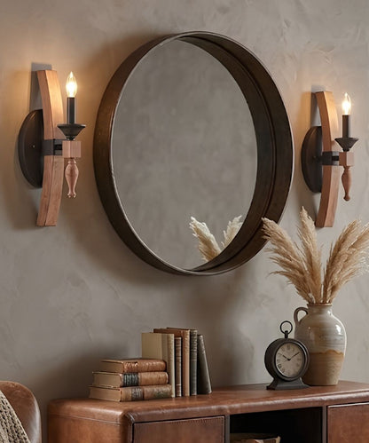 Glenwood 5"W 1-Light Aged Bronze and Distressed Oak Finish Wall Sconce Light Fixture