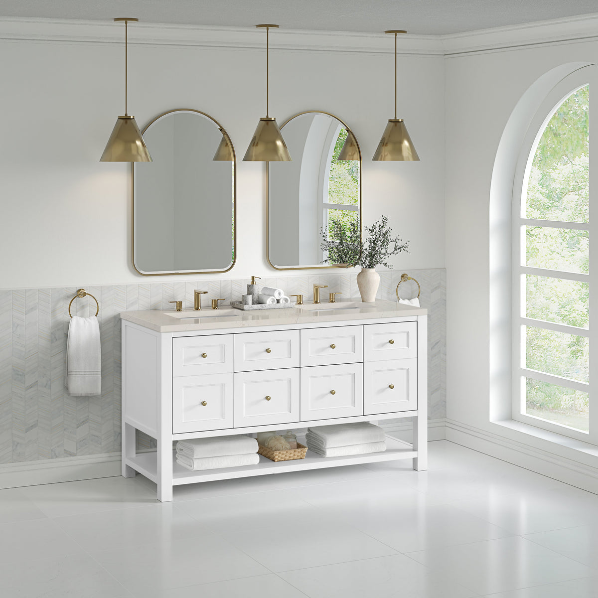 James Martin Breckenridge 60" Double Bathroom Vanity, Bright White