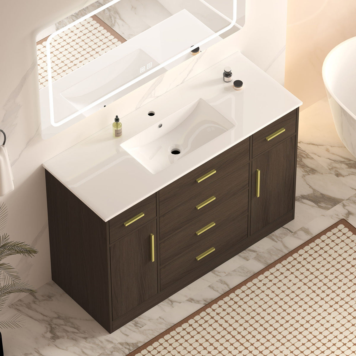Bathroom Vanity With Abundant Storage 2 Soft Close Doors And 6 Drawers
