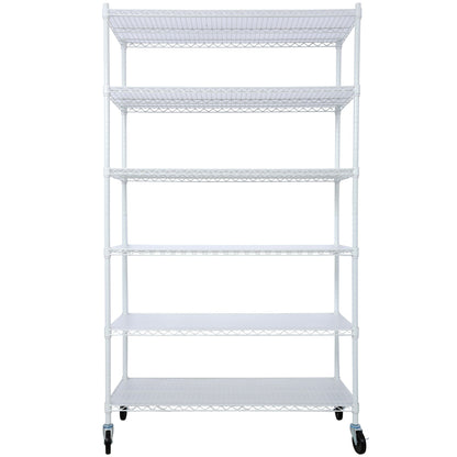 6 Tier 6000Lbs Capacity Nsf Metal Shelf Wire Shelving Unit, Heavy Duty Adjustable Storage Rack With Wheels & Shelf Liners For Commercial Grade Utility Steel Storage Rack