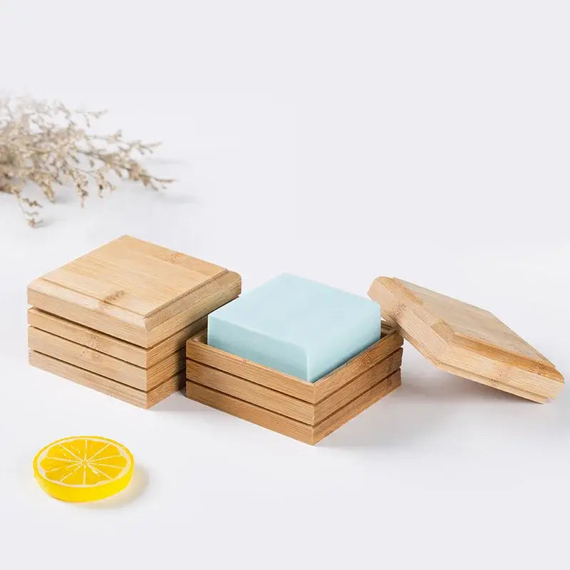 Eco-friendly bamboo soap dish with lid bathroom storage rack
