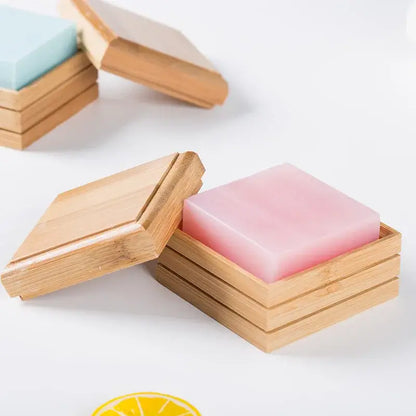 Eco-friendly bamboo soap dish with lid bathroom storage rack
