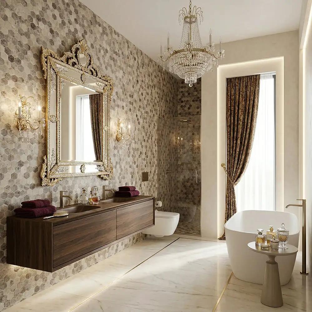 Ecru Nocce Honed Hexagon Glass Mosaics 11 3/4x11 1/2