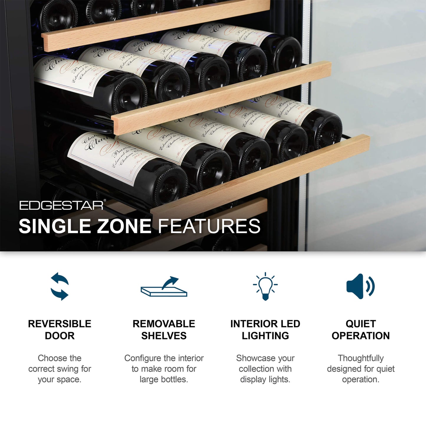 Edgestar 24-Inch Wide 111 Bottle Capacity Freestanding Single Zone Wine Cooler [CWR1212SZ] (SAK68320)