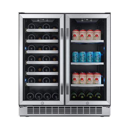 Edgestar 30-Inch Wide 28 Bottle Built In Dual Zone Beverage Center With 86 Can Capacity (SAK35972)
