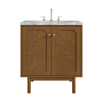 James Martin Laurent 30" Dual Mount Single Bathroom Vanity, Honey Oak
