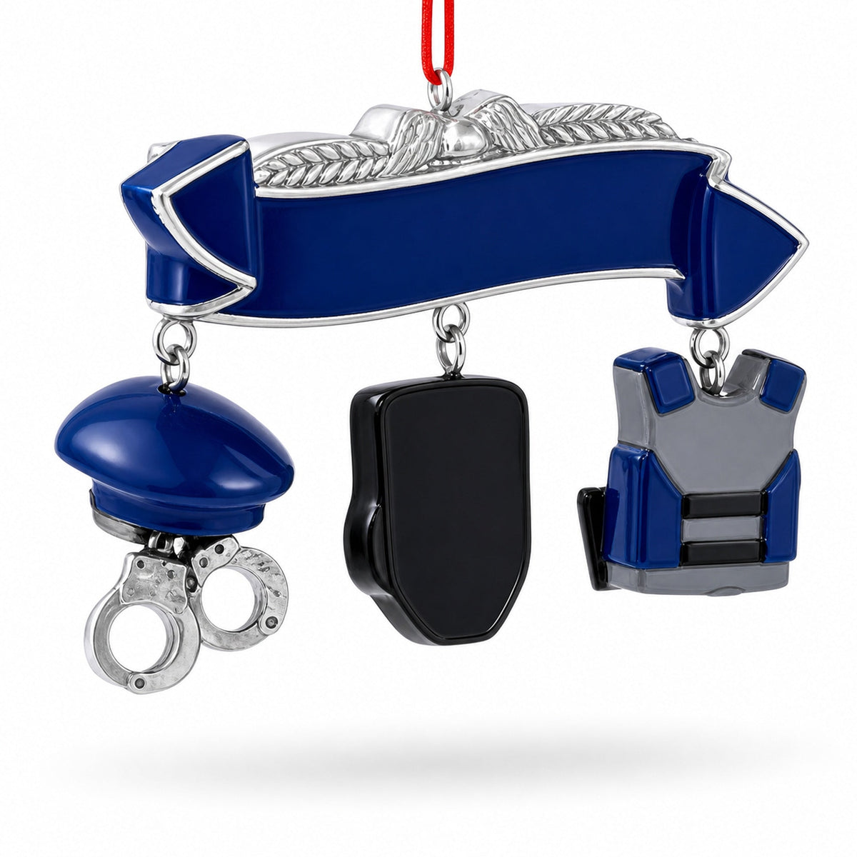 Serve Honor & Protect Police Badge and Gear Resin Christmas Ornament