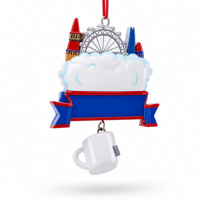 London City Skyline with Tea Cup Resin Christmas Ornament