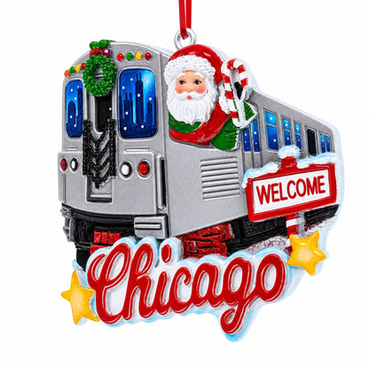 Chicago CTA L Train Santa Resin Christmas Ornament