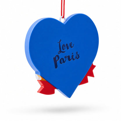 Paris Heart with Eiffel Tower and Bonjour Café Resin Christmas Ornament