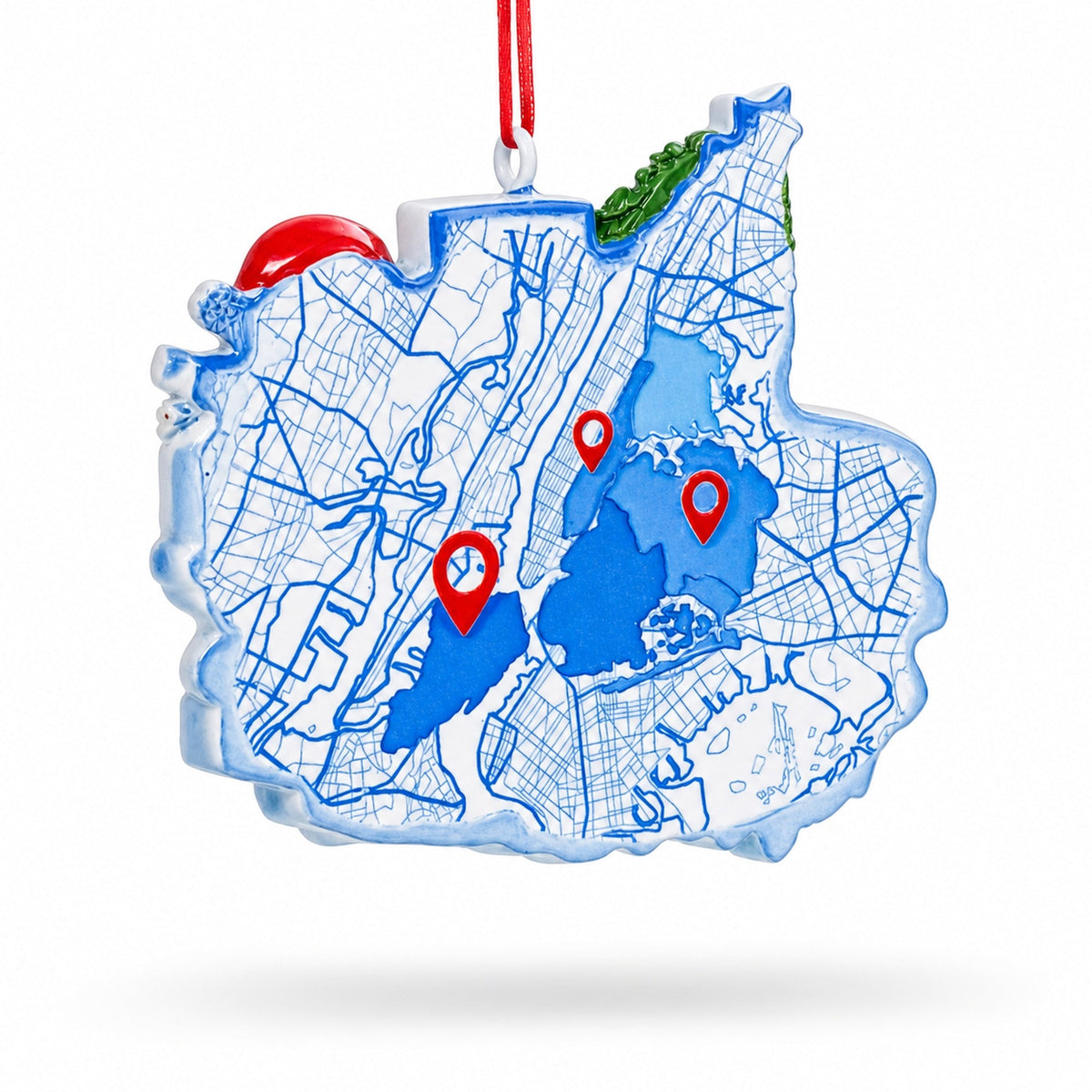 New York Taxi with Santa and Christmas Tree Resin Christmas Ornament