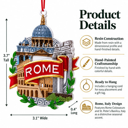 Rome Colosseum and St. Peter's Basilica, Italy Resin Christmas Ornament