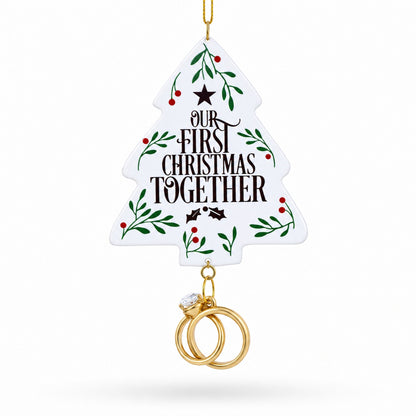 Our First Christmas Together Tree with Wedding Rings Resin Christmas Ornament
