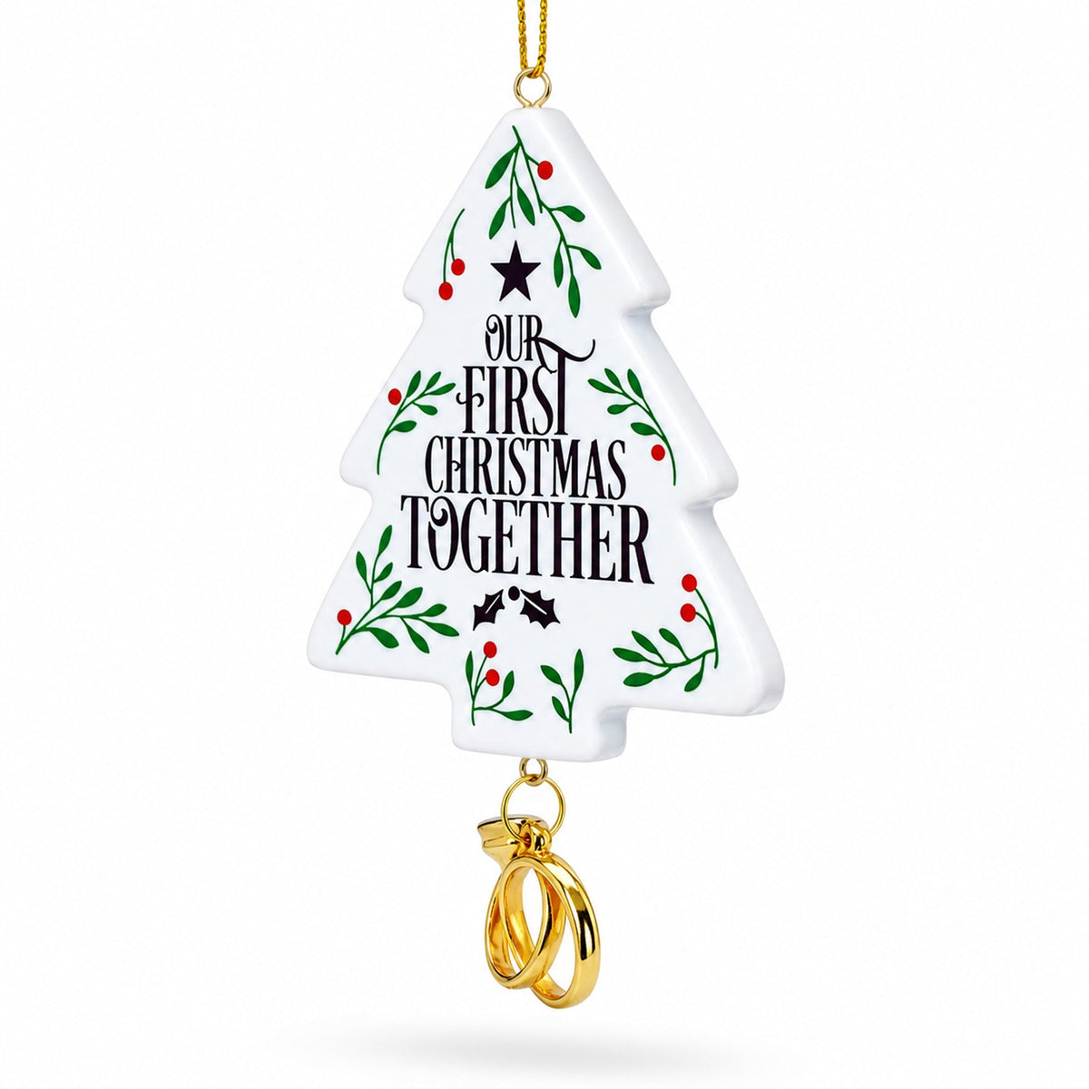 Our First Christmas Together Tree with Wedding Rings Resin Christmas Ornament