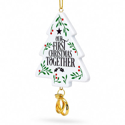 Our First Christmas Together Tree with Wedding Rings Resin Christmas Ornament