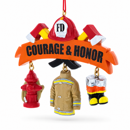 Courage & Honor Firefighter Gear Resin Christmas Ornament