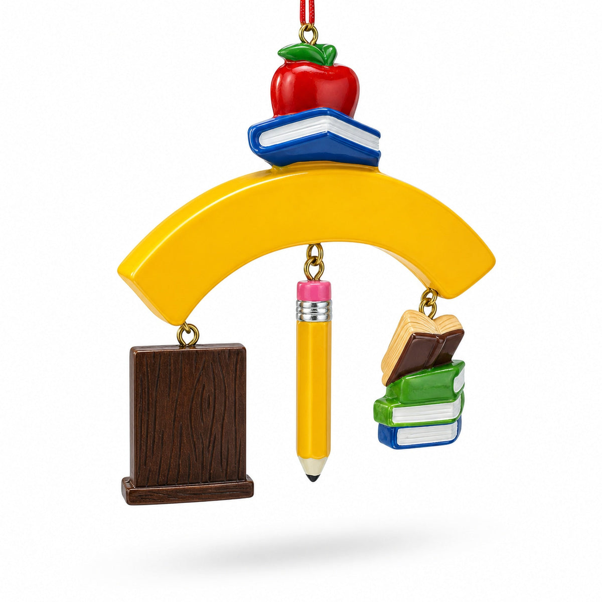 Teach Love Inspire Teacher's Apple and Pencil Resin Christmas Ornament