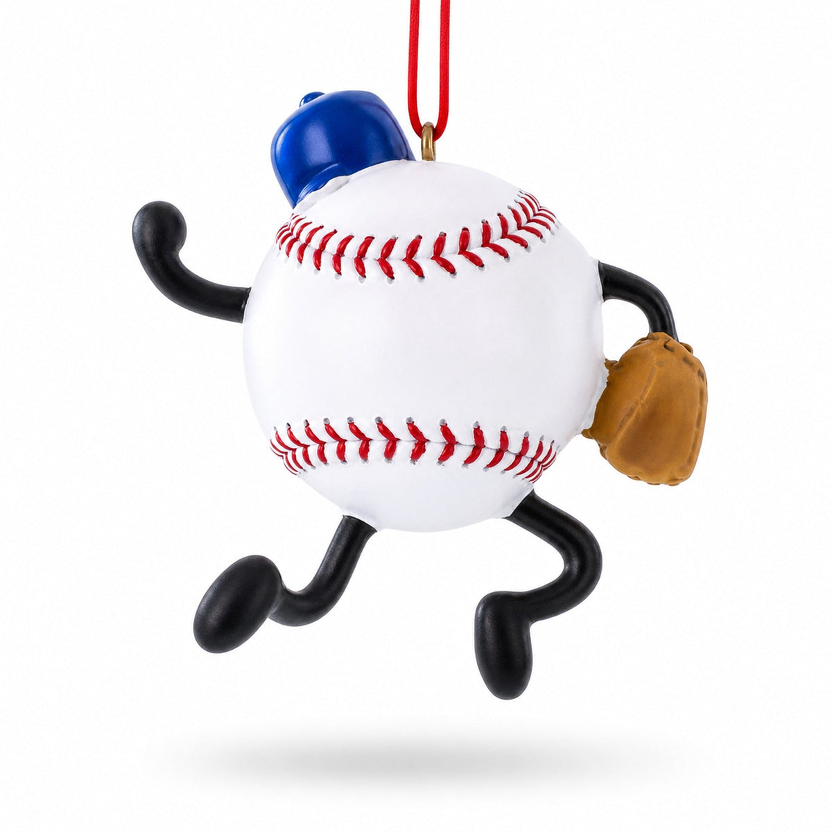 Smiling Baseball Character with Cap Resin Christmas Ornament