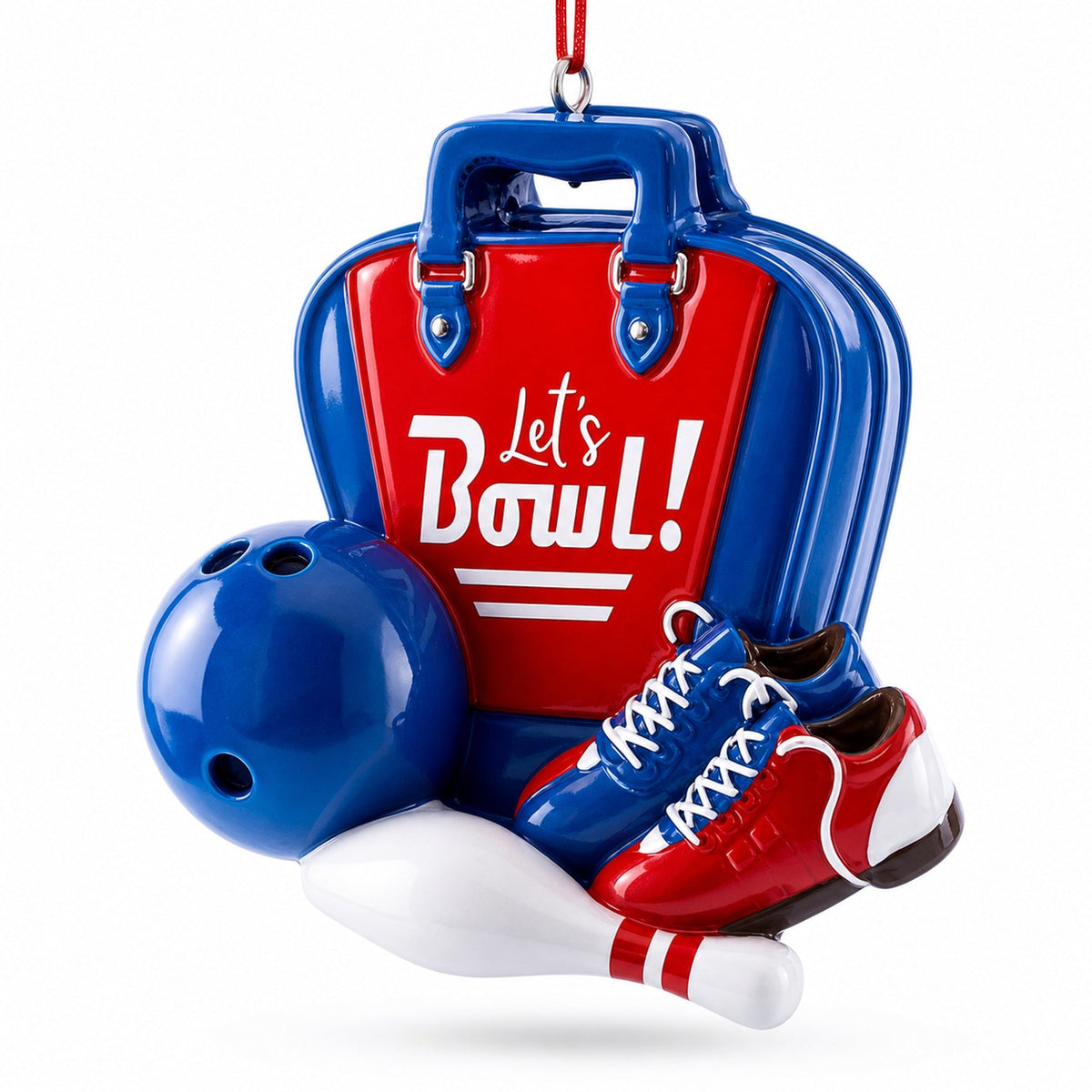 Let’s Bowl! Bowling Bag with Shoes and Ball Resin Christmas Ornament