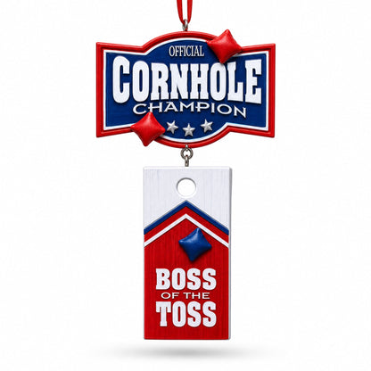 Cornhole Champion Boss of the Toss Resin Christmas Ornament