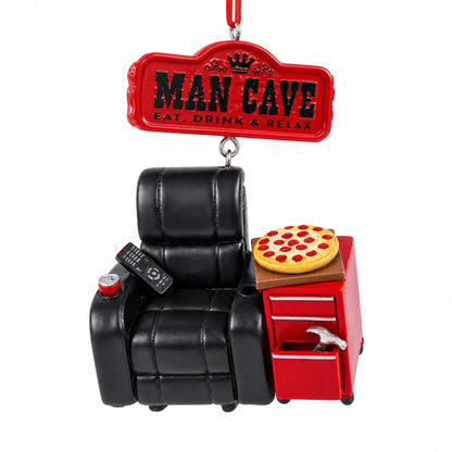 Man Cave Recliner with Pizza and Remote Resin Christmas Ornament