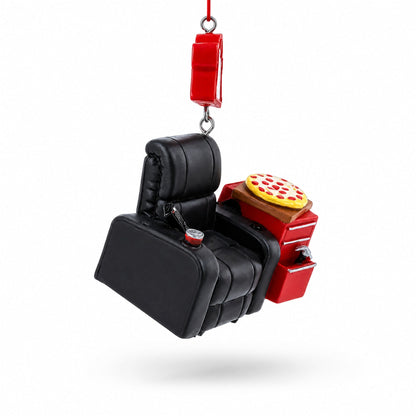 Man Cave Recliner with Pizza and Remote Resin Christmas Ornament