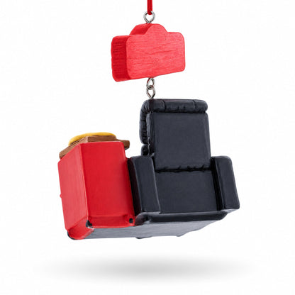 Man Cave Recliner with Pizza and Remote Resin Christmas Ornament