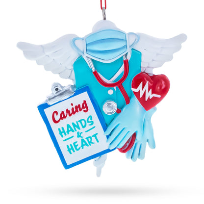 Healthcare Professional Caring Hands And Heart Resin Christmas Ornament