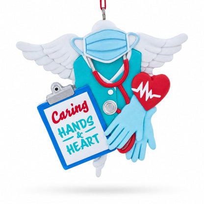 Healthcare Professional Caring Hands And Heart Resin Christmas Ornament