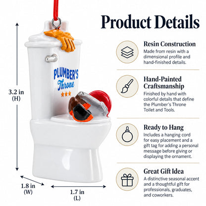 Plumber’s Throne Toilet and Tools Funny Resin Christmas Ornament