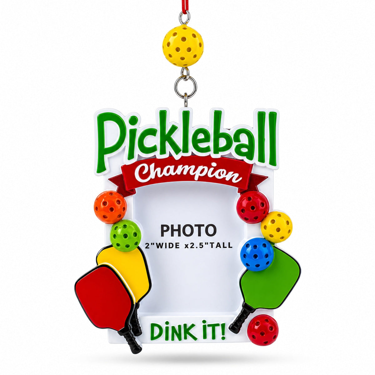Pickleball Champion Photo Frame Resin Christmas Ornament