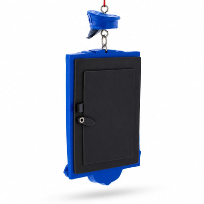 Police Officer Badge and Hat Picture Frame Resin Christmas Ornament