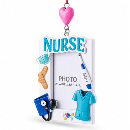 Nurse Photo Frame Resin Christmas Ornament