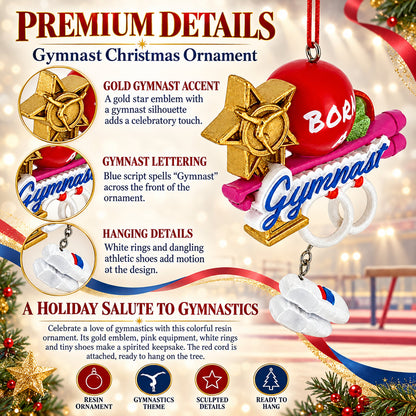 Born A Gymnast Rings And Trophy Resin Christmas Ornament