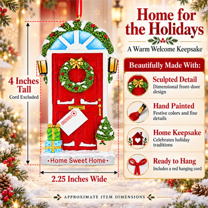 Home Sweet Home Red Door Wreath Resin Christmas Ornament
