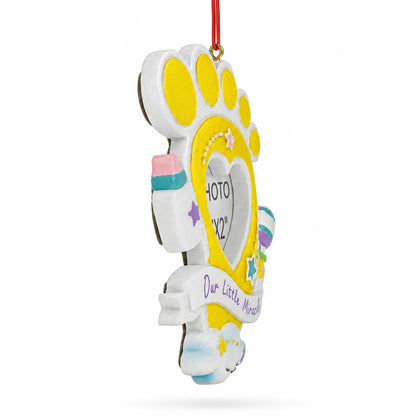 Our Little Miracle Baby Footprint Picture Frame Resin Christmas Ornament