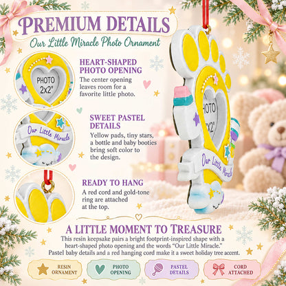 Our Little Miracle Baby Footprint Picture Frame Resin Christmas Ornament