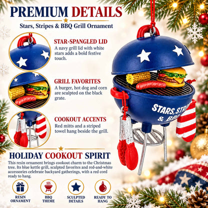 Patriotic BBQ Grill Burger Hot Dog Resin Christmas Ornament