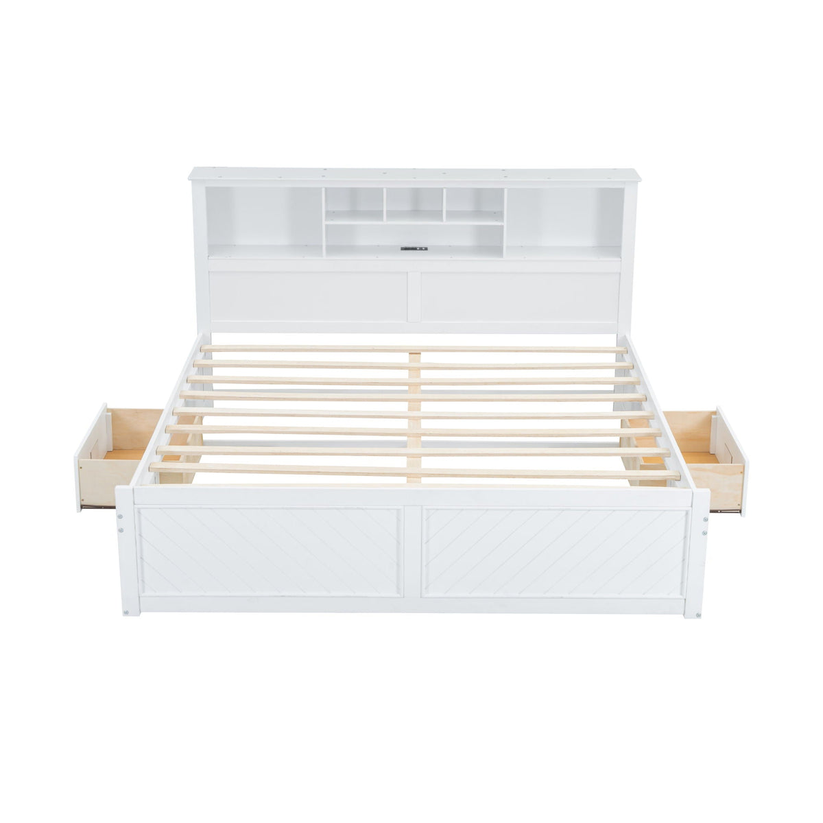 Platform Bed With Multi Storage Headboard, USB And Drawers