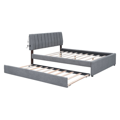 Upholstered Platform Bed With Trundle