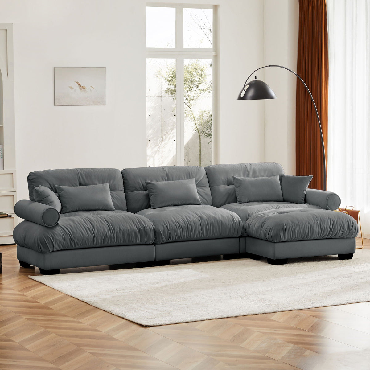 Super Comfort Oversized Modular Sectional Sofa With Movable Ottoman