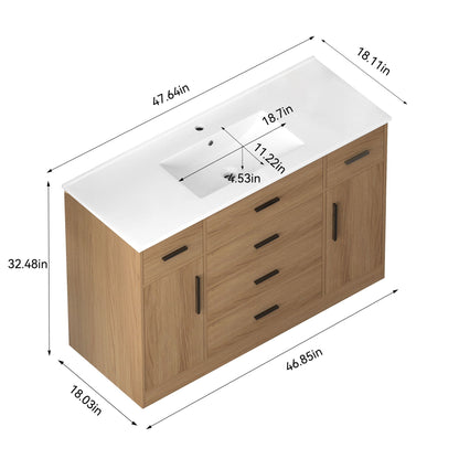 Bathroom Vanity With Abundant Storage 2 Soft Close Doors And 6 Drawers